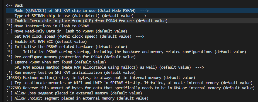 Select Octal Mode PSRAM